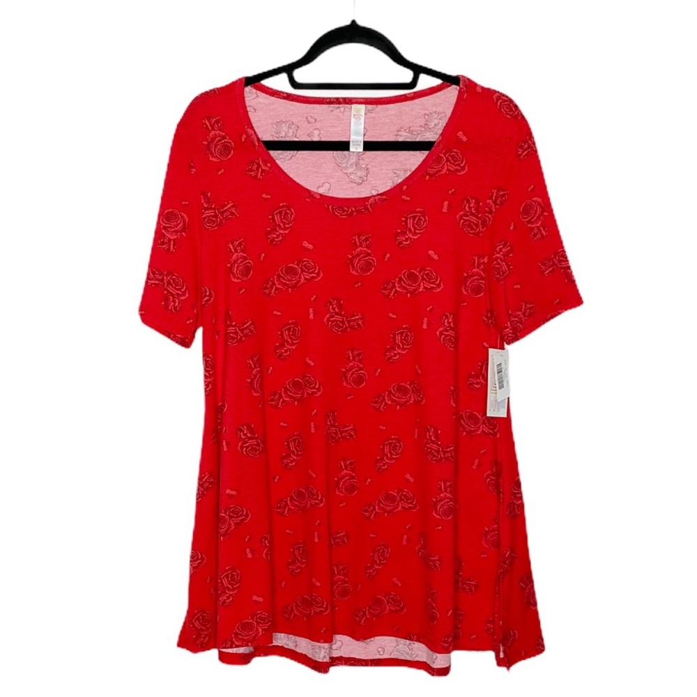 LuLaRoe Red Floral Perfect Tee